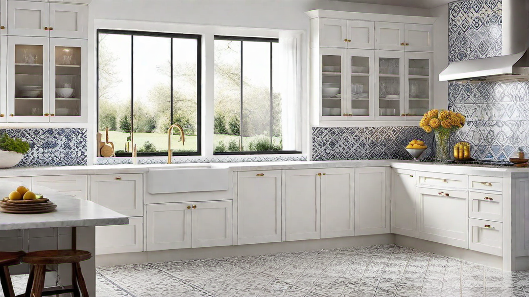 Artisanal Beauty: White Kitchen with Handcrafted Tile Backsplash
