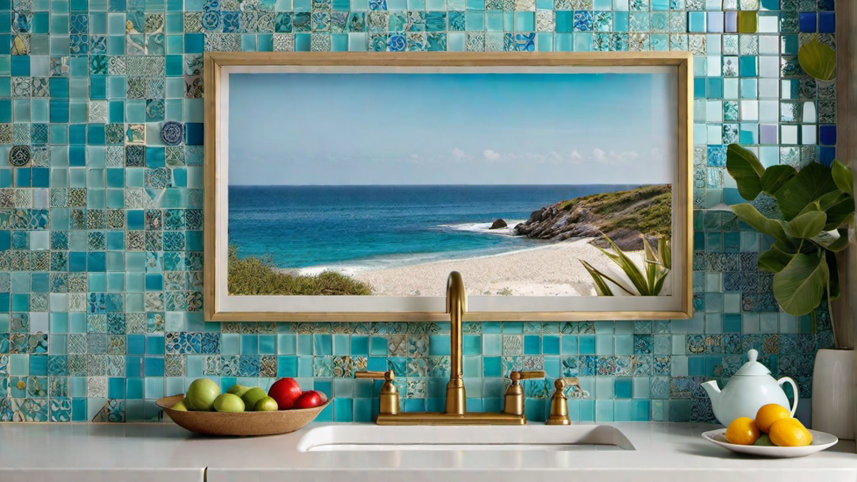 Artistic Flair: Colorful Tiles and Whimsical Accents in Coastal Kitchen