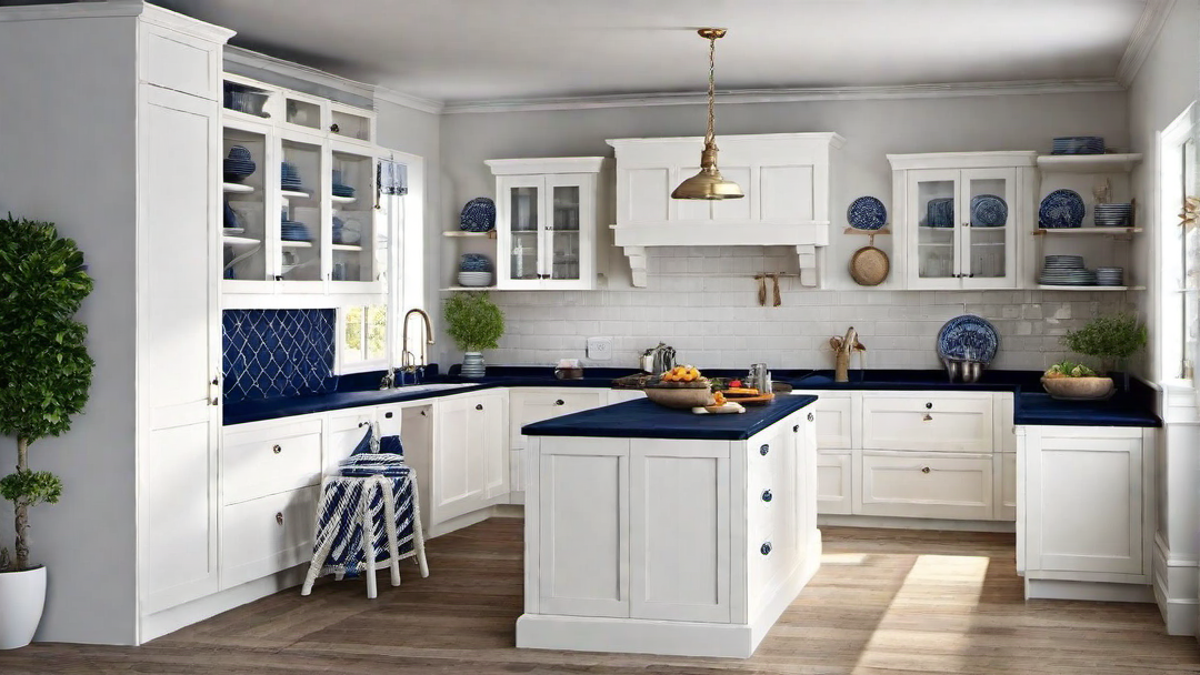 Blue and White: Nautical Theme in Cottage Kitchen