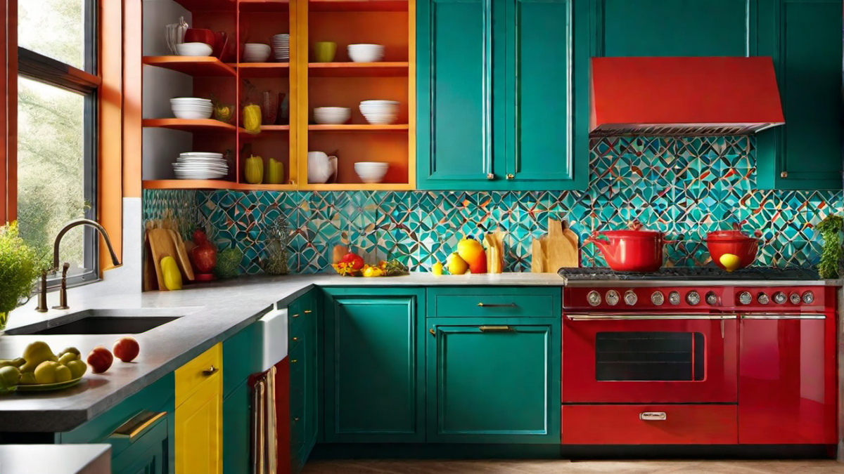 Bold and Bright: Colorful Cabinets and Backsplash