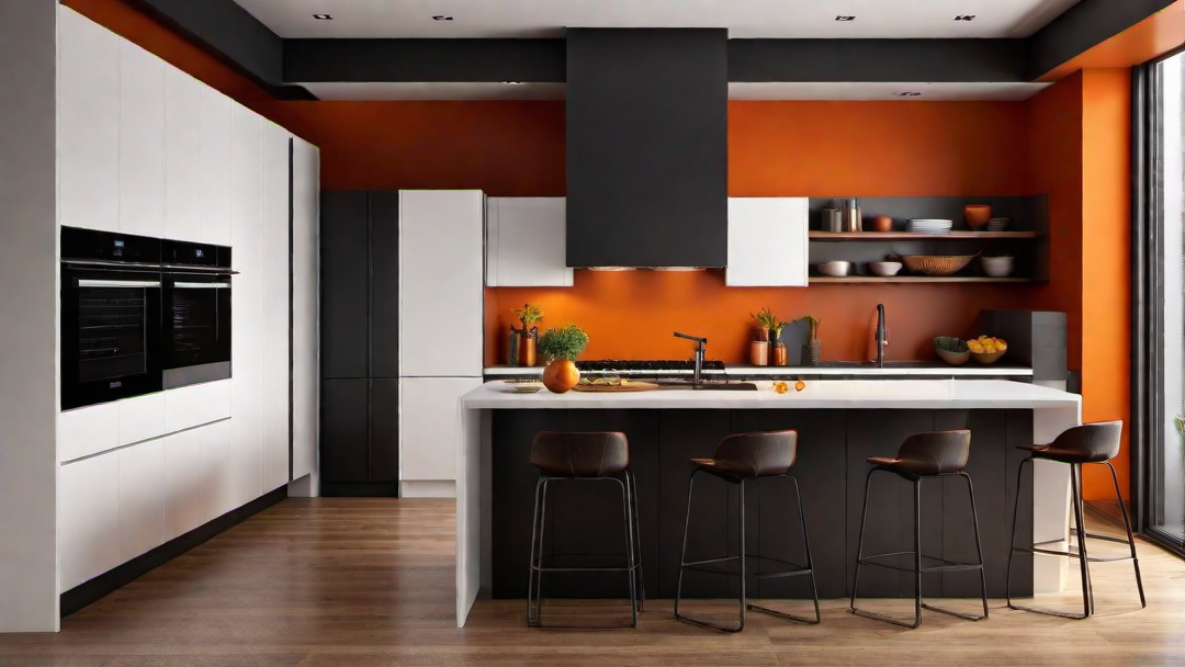 Bold and Dramatic: Dark Orange Walls in a Statement Kitchen