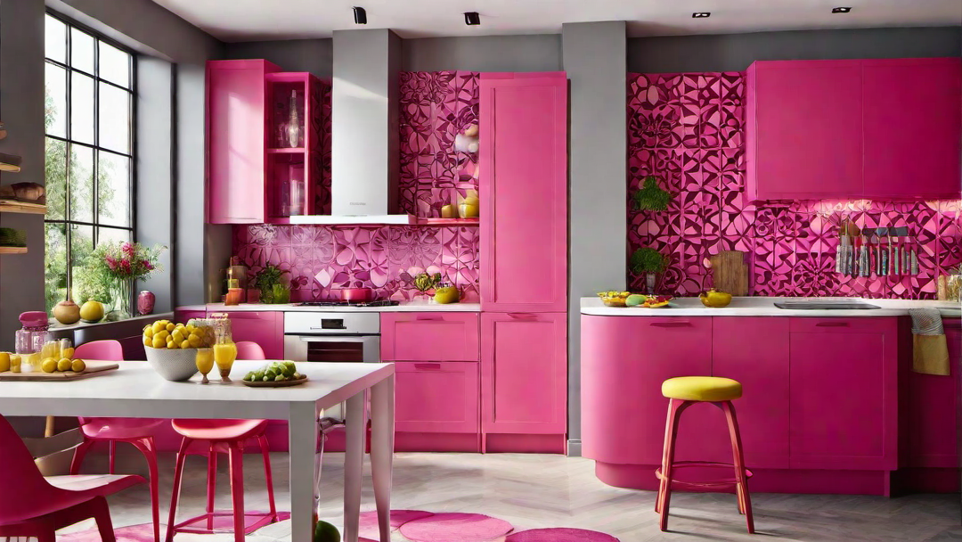 Bold and Playful: Pink Kitchen with Colorful Accents