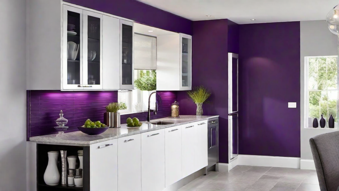 Bold and Vibrant: Purple Statement Wall in the Kitchen