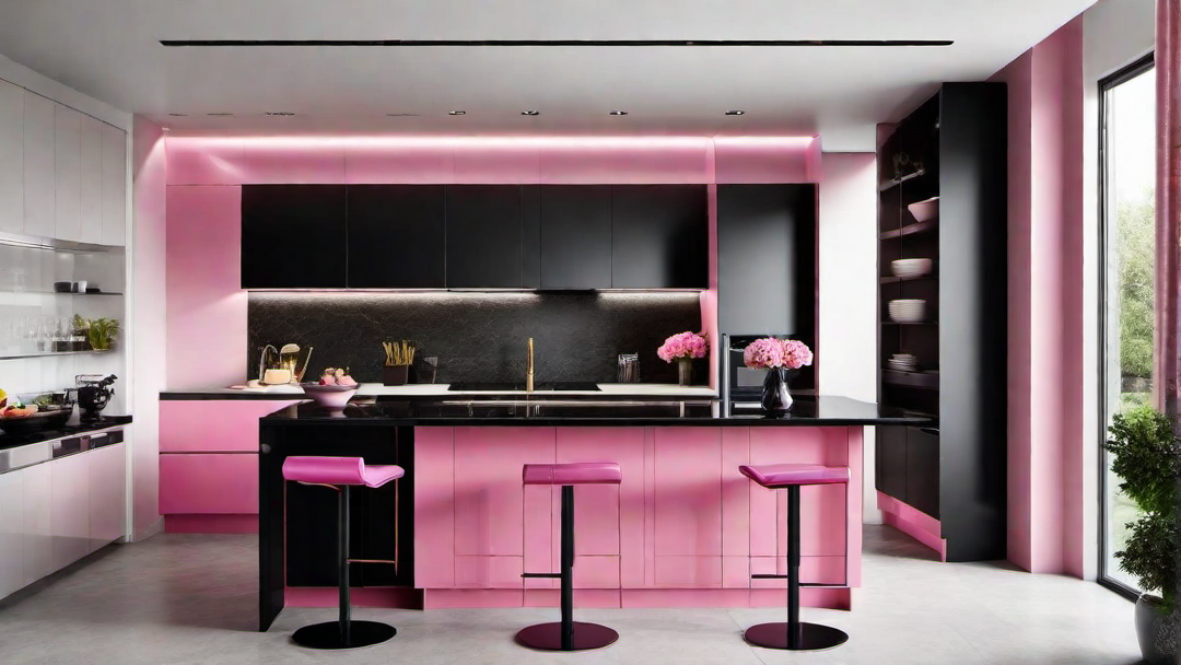 Chic Contrast: Black and Pink Kitchen Design