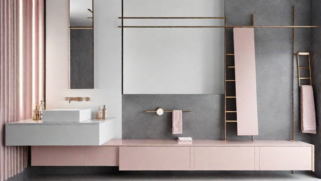Contemporary Comfort: Muted Pastel Grey and Pink Bathroom