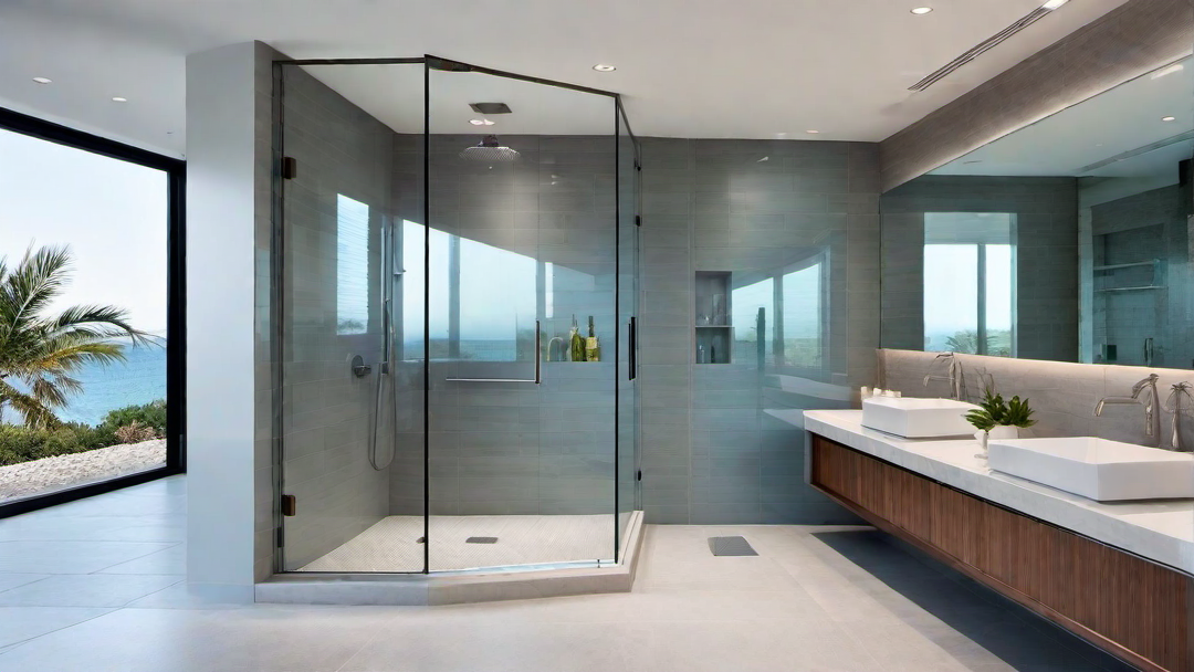 Contemporary Elegance: Corner Shower with Sleek Tile Design