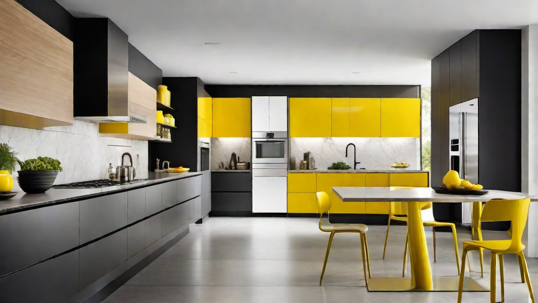 Contemporary Elegance: Yellow Kitchen with Sleek Lines