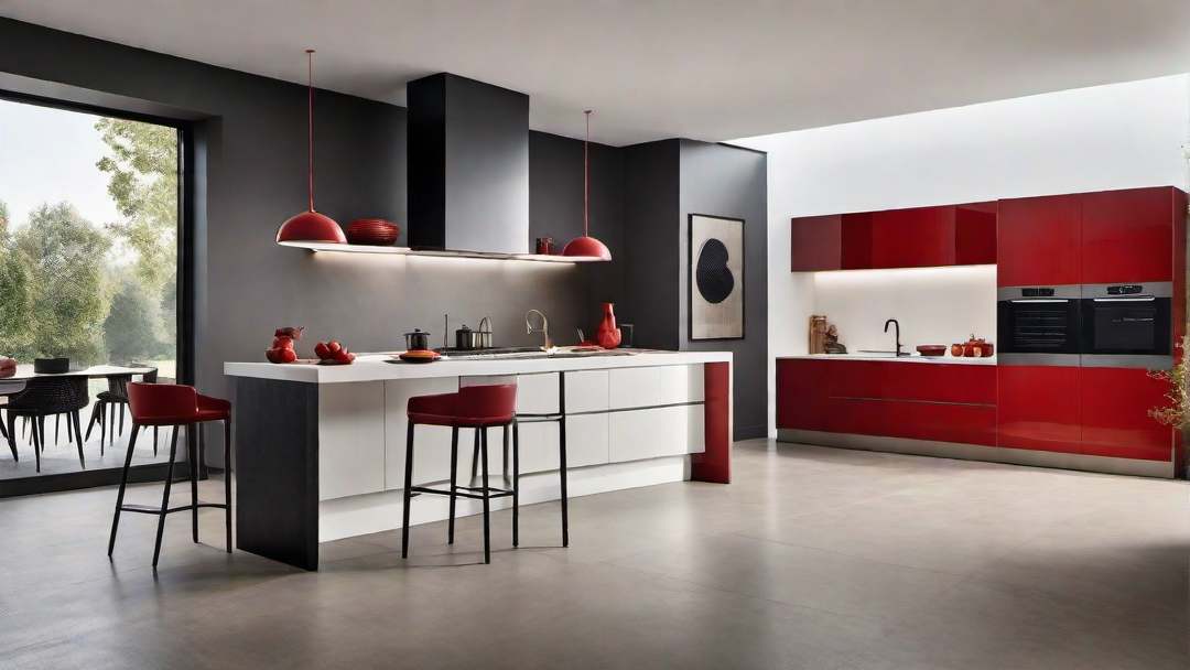 Contemporary Flair: Red Kitchen Island as a Focal Point
