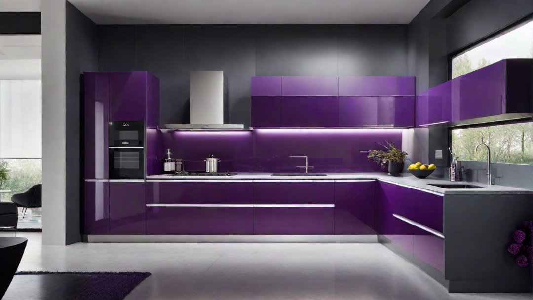 Contemporary Glamour: Sleek Purple Kitchen Design