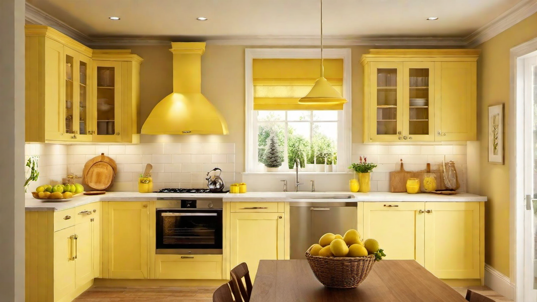 Cozy and Inviting: Yellow Kitchen with Warm Lighting