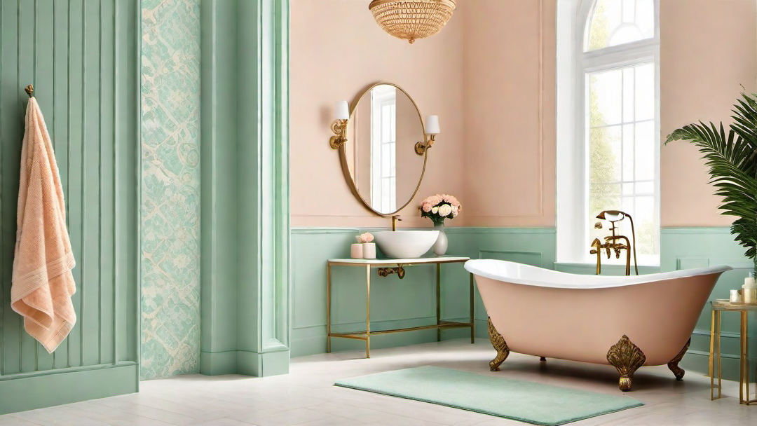 Dreamy Oasis: Creamy Peach and Pale Mint Bathroom
