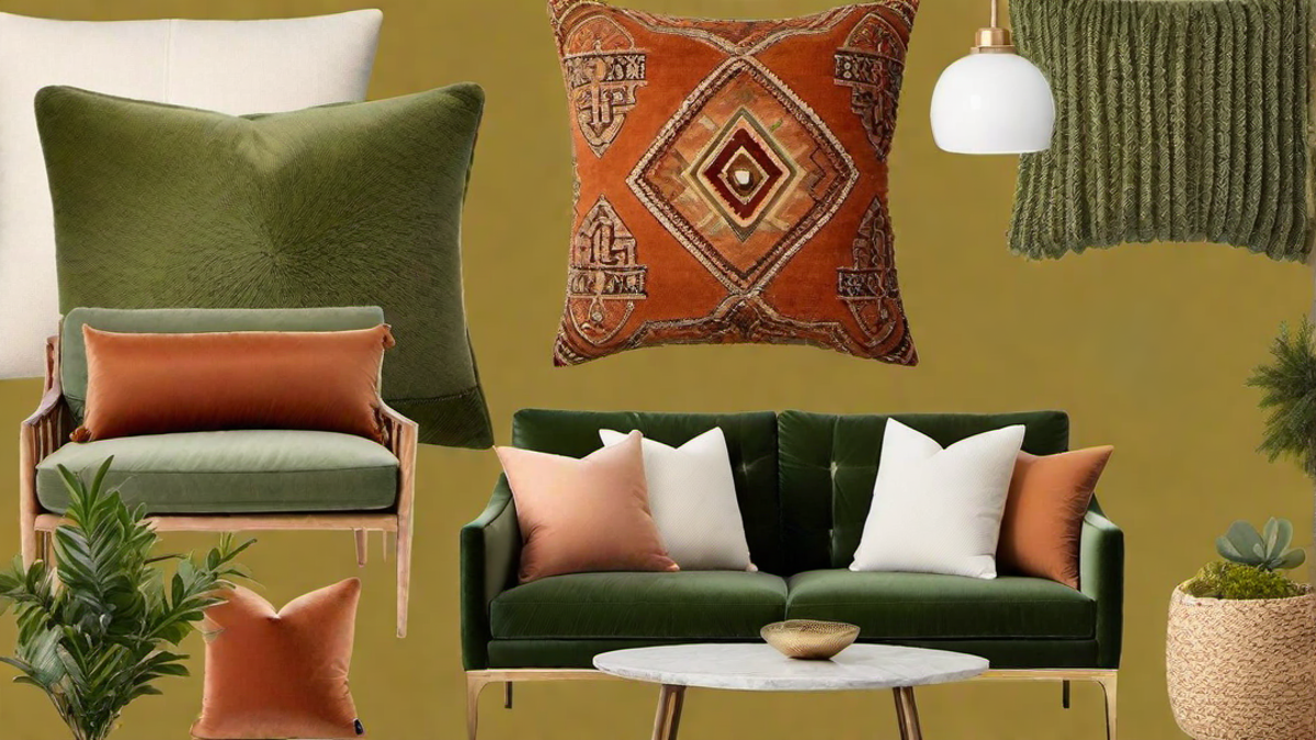 Earthy Elegance: Terracotta and Olive Green Tones for a Bohemian Living Room