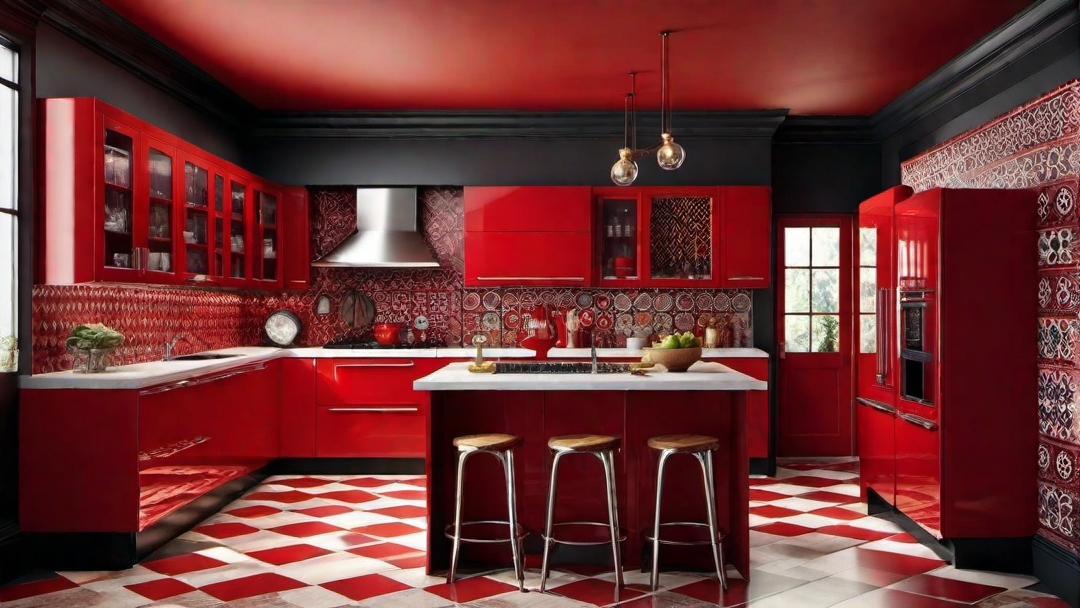 Eclectic Beauty: Red Kitchen with Mix and Match Decor