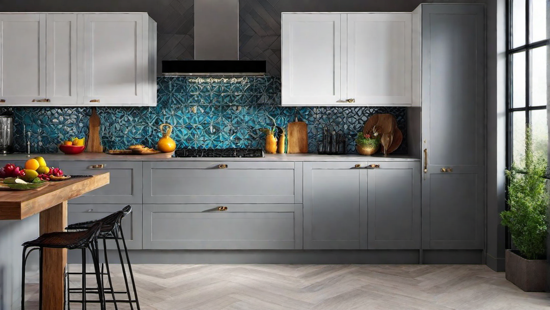 Eclectic Fusion: Mix of Grey and Colorful Kitchen Accents