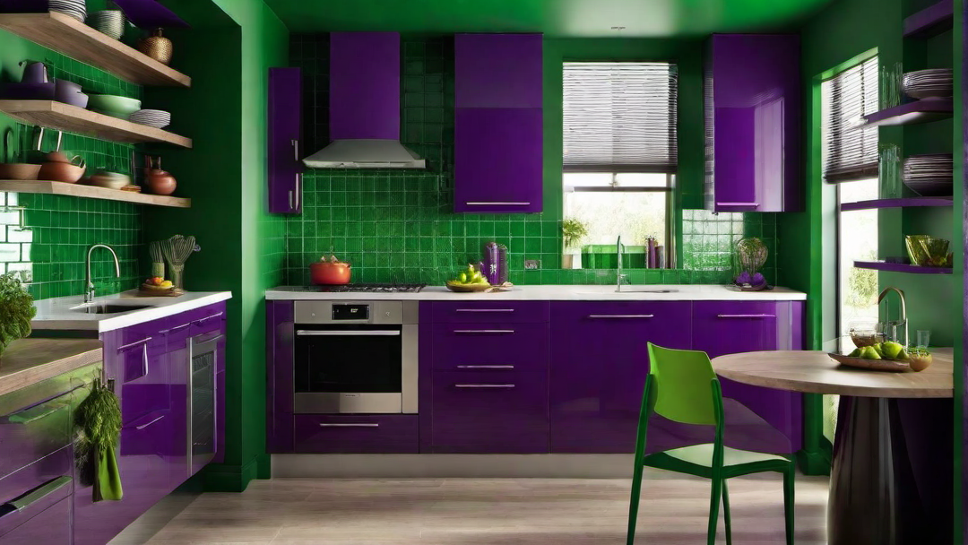 Eclectic Fusion: Purple and Green Color Scheme in the Kitchen