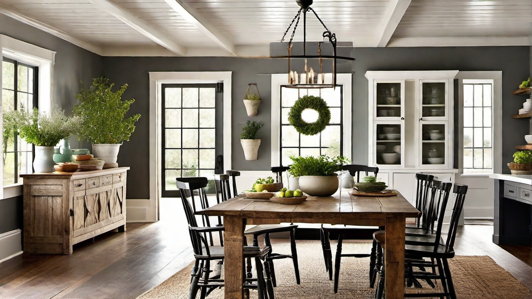 Eclectic Mix: Farmhouse Dining Room with Mix-and-Match Chairs