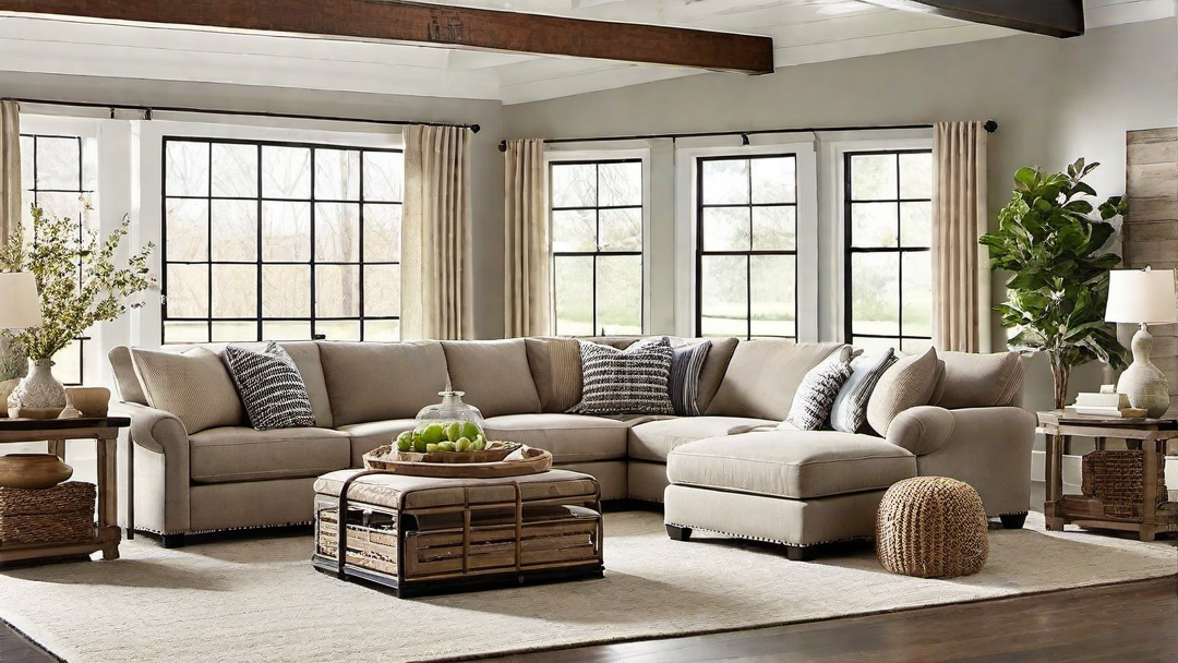 Family-Friendly Layout: Sectional Sofas and Oversized Ottomans