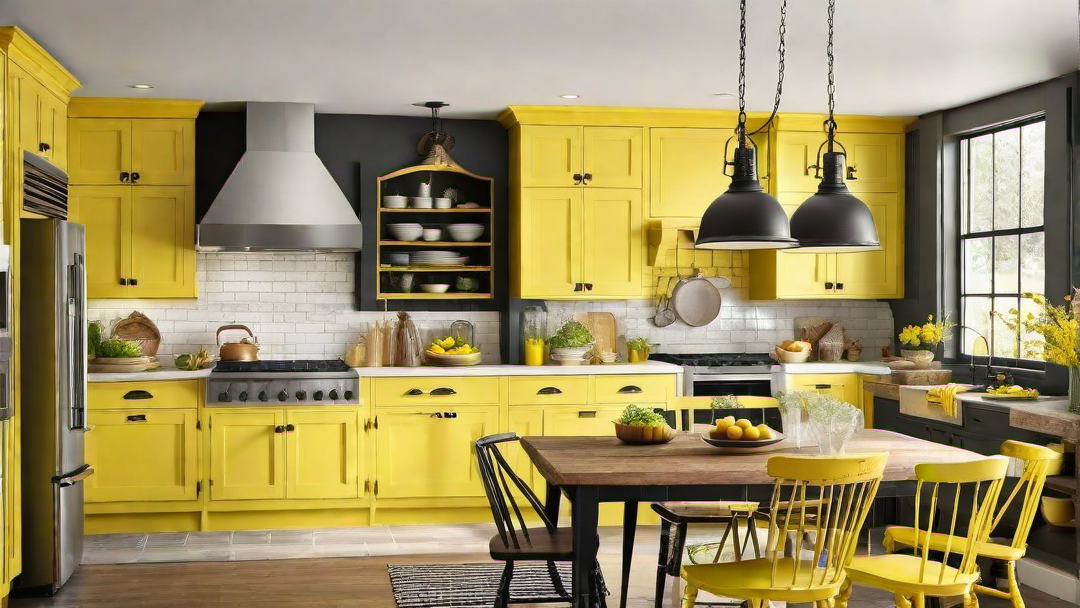 Farmhouse Charm: Yellow Kitchen with Rustic Elements