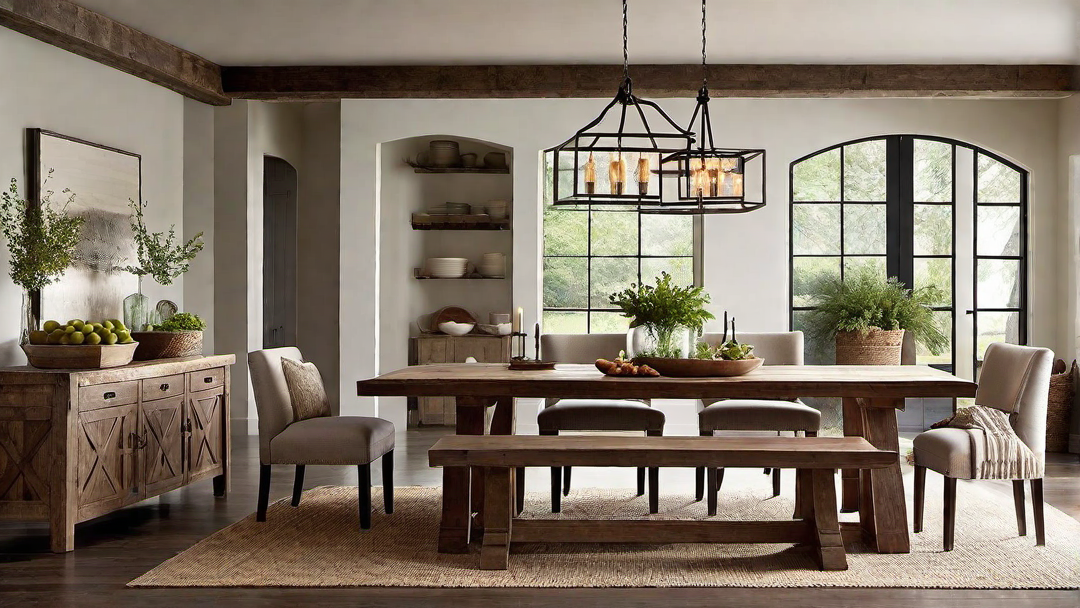 Farmhouse Dining Area: Large Farm Table and Bench Seating