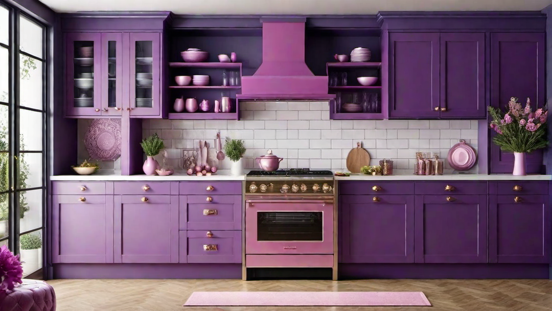 Feminine Flair: Pink and Purple Combo for a Playful Kitchen
