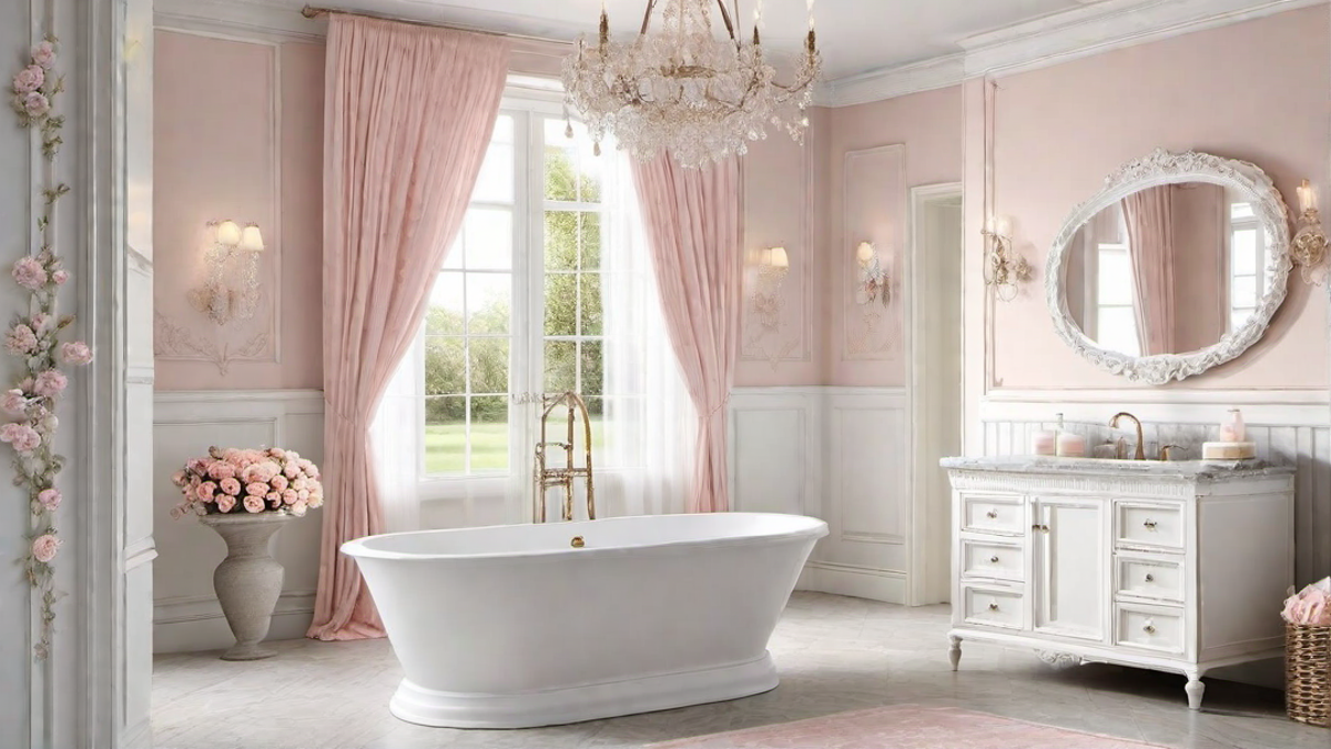 Feminine Touch: Soft Pink Accents in Shabby Chic Bathroom