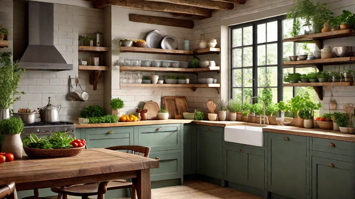 Garden Fresh: Cottage Kitchen with Herb and Vegetable Display