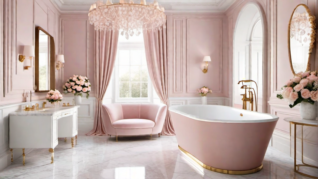 Glamorous Escape: Rose Quartz and Pearl White Bathroom