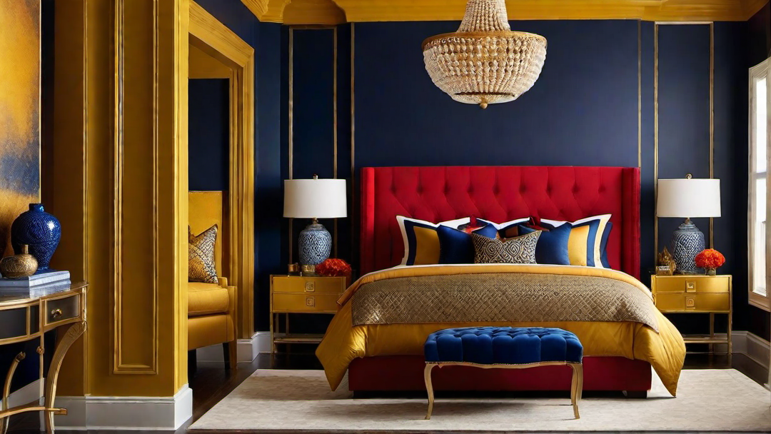 Harmonious Contrast: Balancing Bold Colors in Master Bedroom Designs