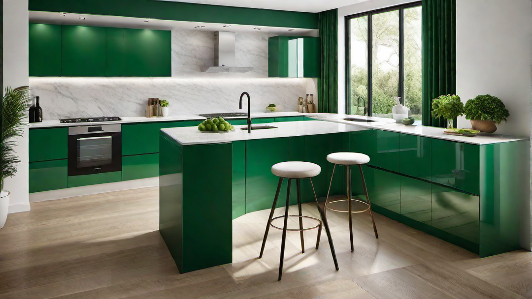 Harmonious Flow: Green Kitchen and Dining Room Open Plan