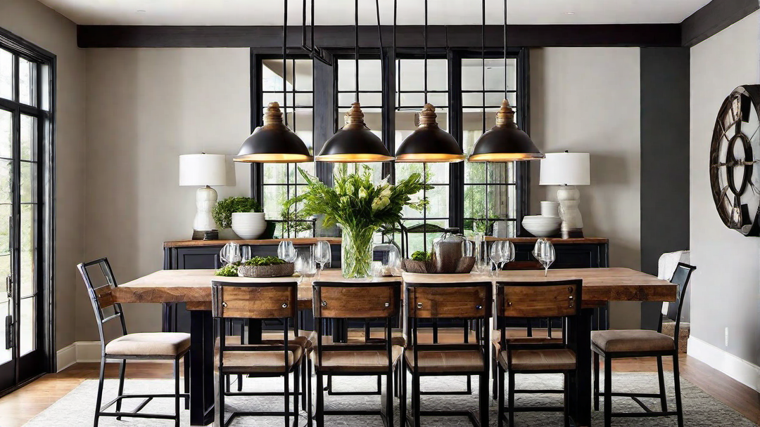 Industrial Touch: Farmhouse Dining Room with Metal Accents
