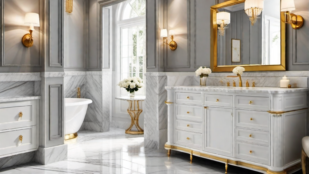 Luxurious Relaxation: Marble Countertops and Gold Accents