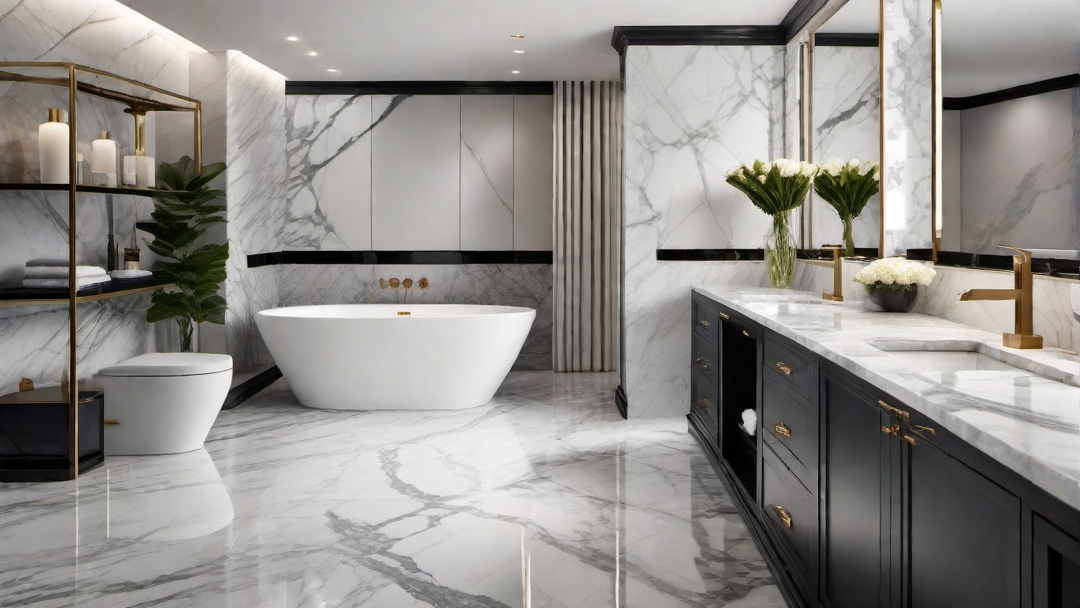 Luxurious Sophistication: Greyscale Marble Bathroom Accents