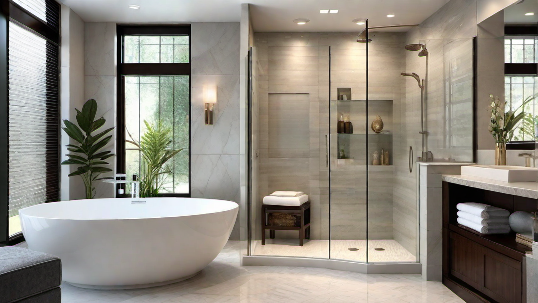 Luxurious Spa-like Retreat: Corner Shower with Glass Enclosure