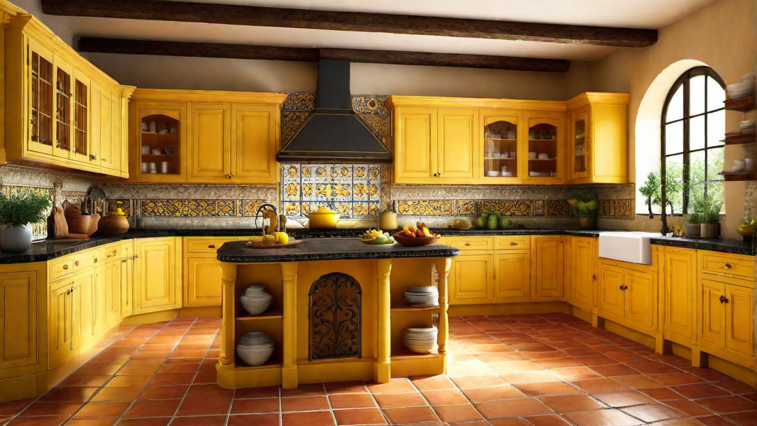 Mediterranean Inspiration: Yellow Kitchen with Terra Cotta Tiles