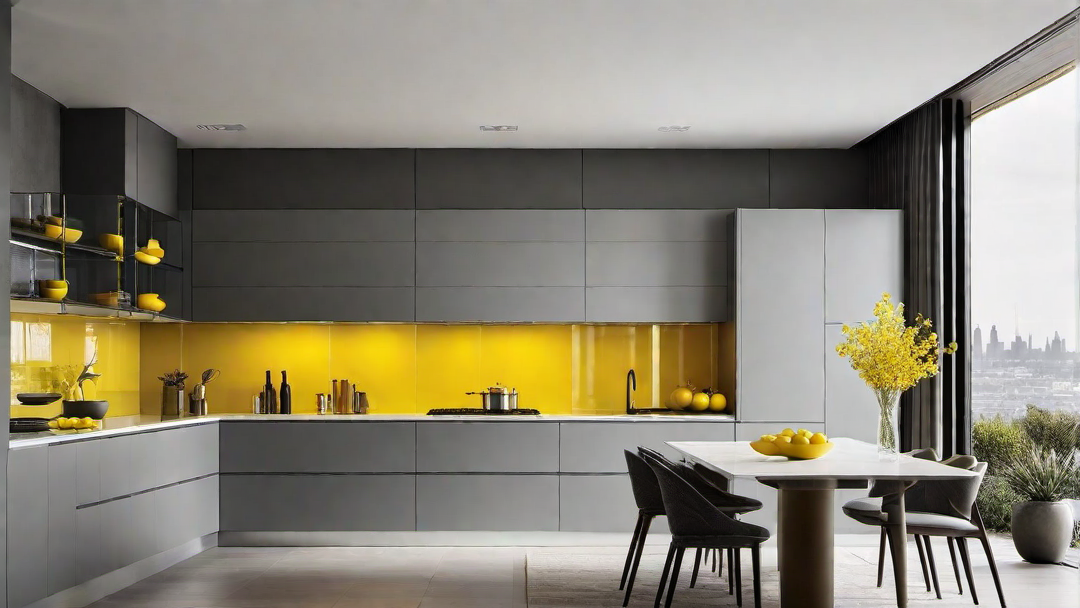 Minimalist Appeal: Yellow and Grey Kitchen Color Scheme