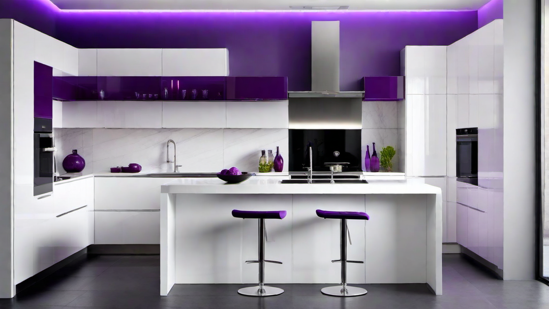 Minimalist Charm: Simple Purple Accents in a White Kitchen