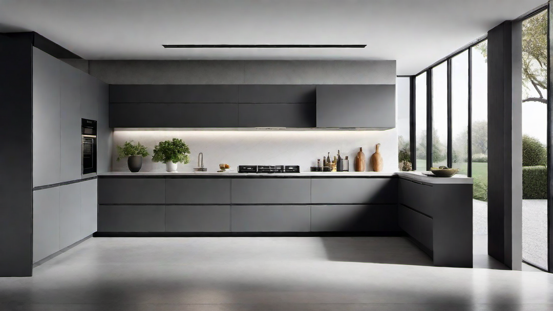 Minimalist Style: Grey Kitchen with Clean Lines and Simple Design