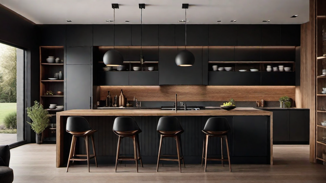 Natural Elements: Black Kitchen with Wood Accents