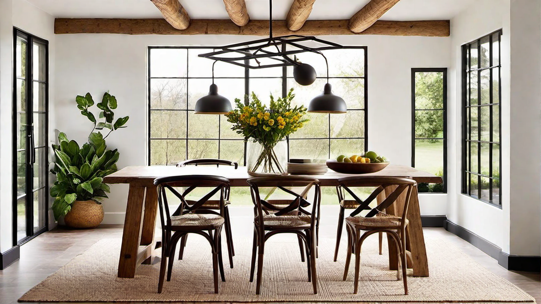 Natural Elements: Farmhouse Dining Room with Exposed Beams