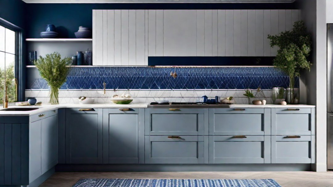 Nautical Vibes: Grey Kitchen with Blue and White Maritime Themes