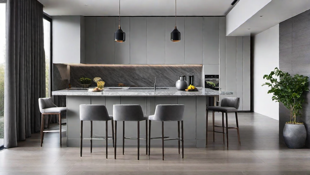 Open Concept: Grey Kitchen with Integrated Living Space