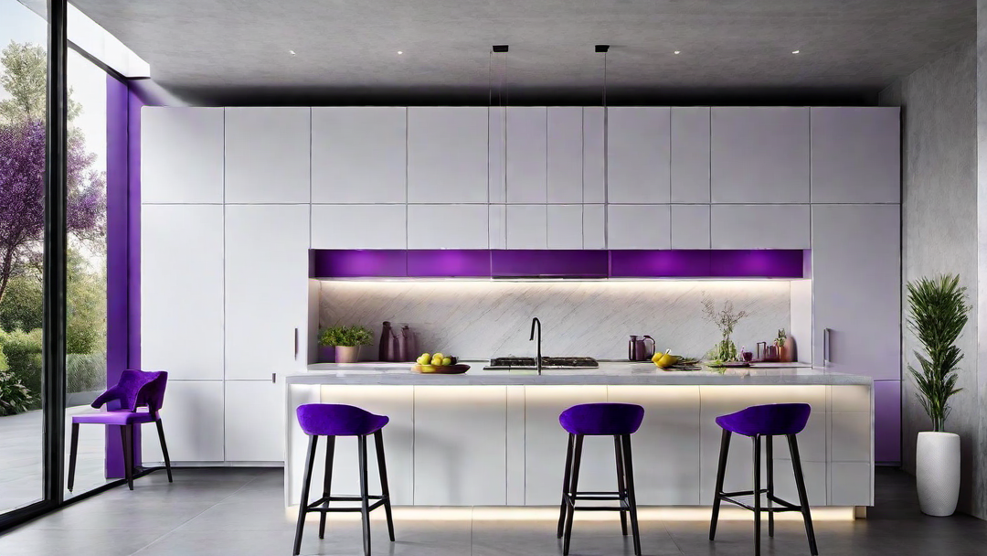 Open Concept: Purple Accents in a Spacious Kitchen