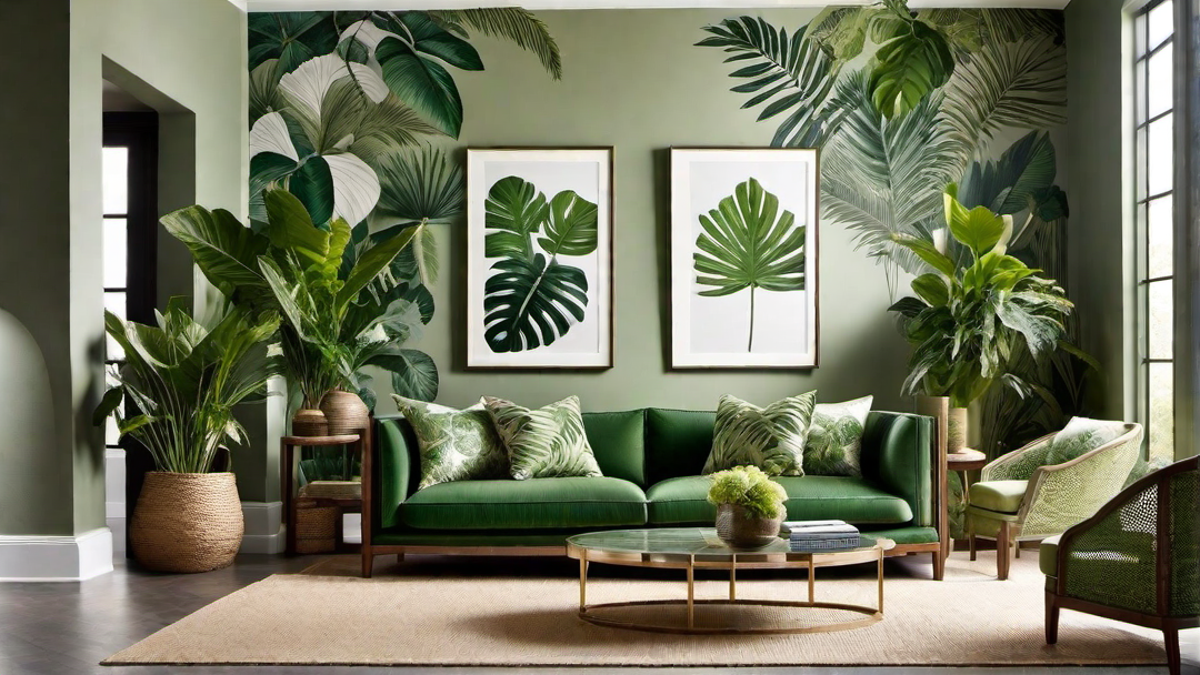 Organic Elegance: Natural Green Shades for a Botanical-Inspired Living Room