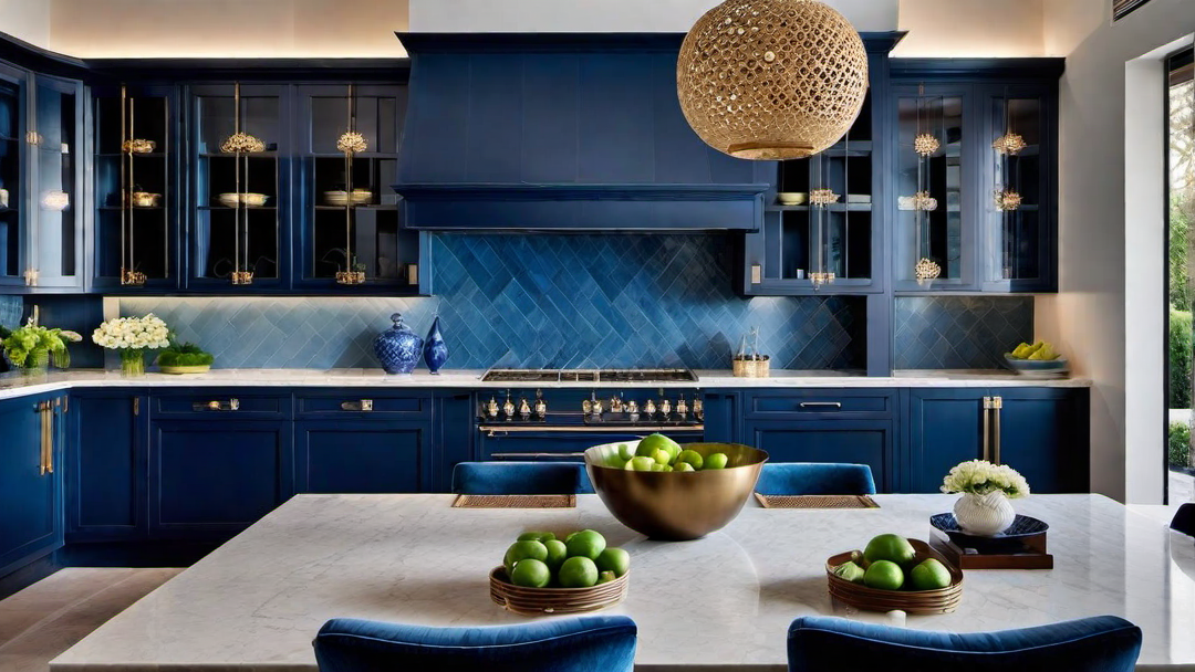 Oriental Flair: Blue Kitchen with Asian-inspired Decor