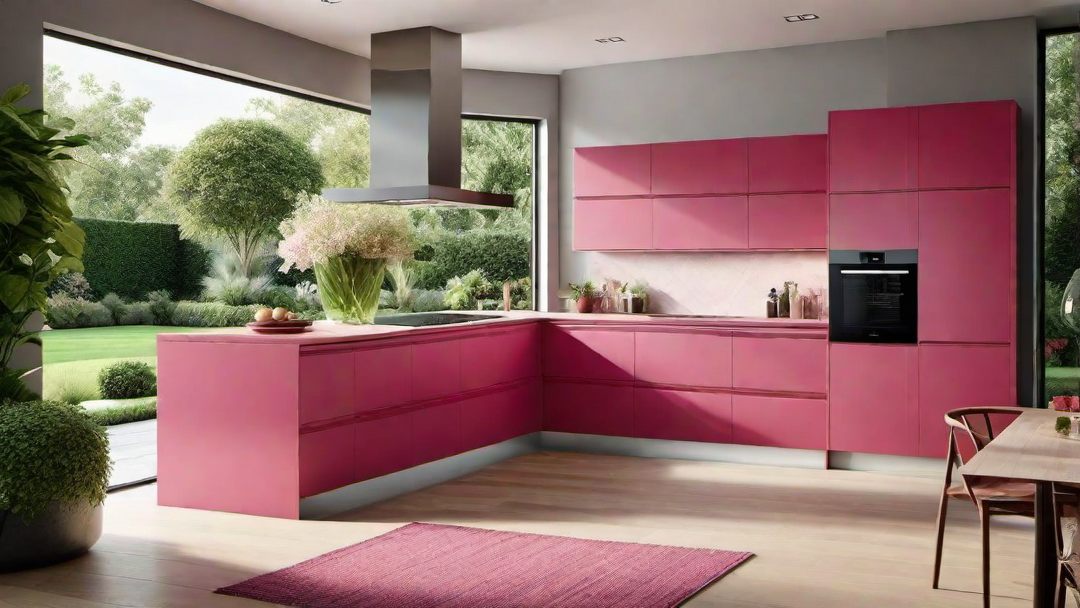 Outdoor Oasis: Pink Kitchen with Garden Views