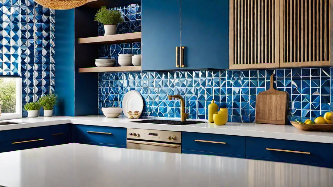 Playful Patterns: Blue Kitchen with Geometric Tiles