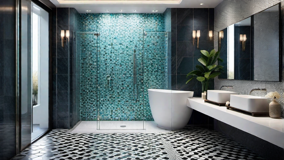 Playful Patterns: Mosaic Tiles in Shower-Only Bathroom Interiors