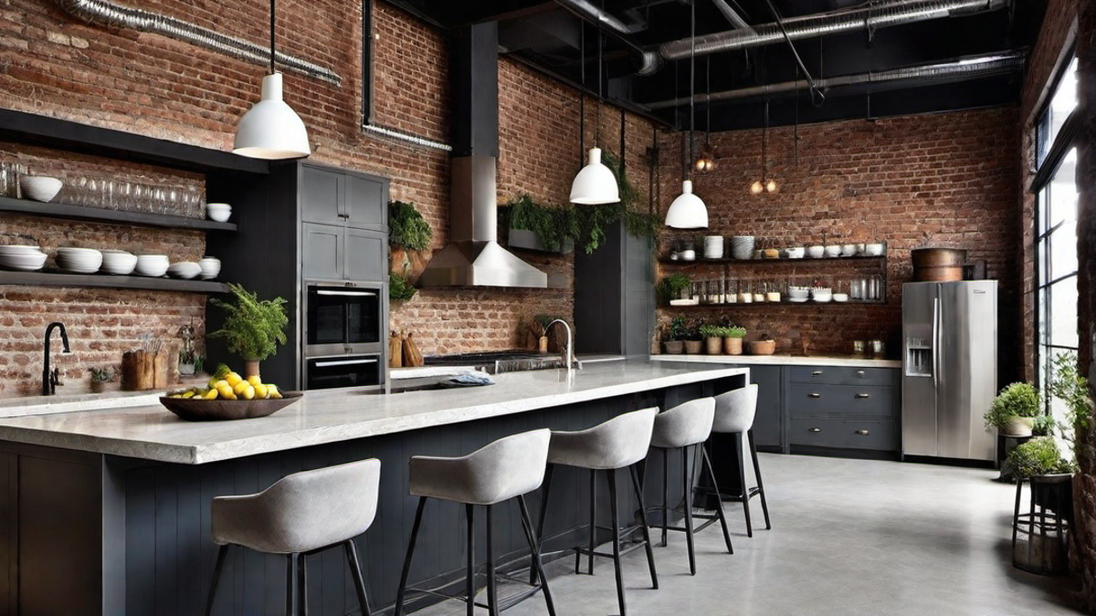 Raw Materials: Exposed Brick and Concrete in Industrial Kitchen Design