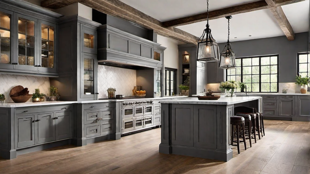 Rustic Beauty: Grey Kitchen with Distressed Wood Elements