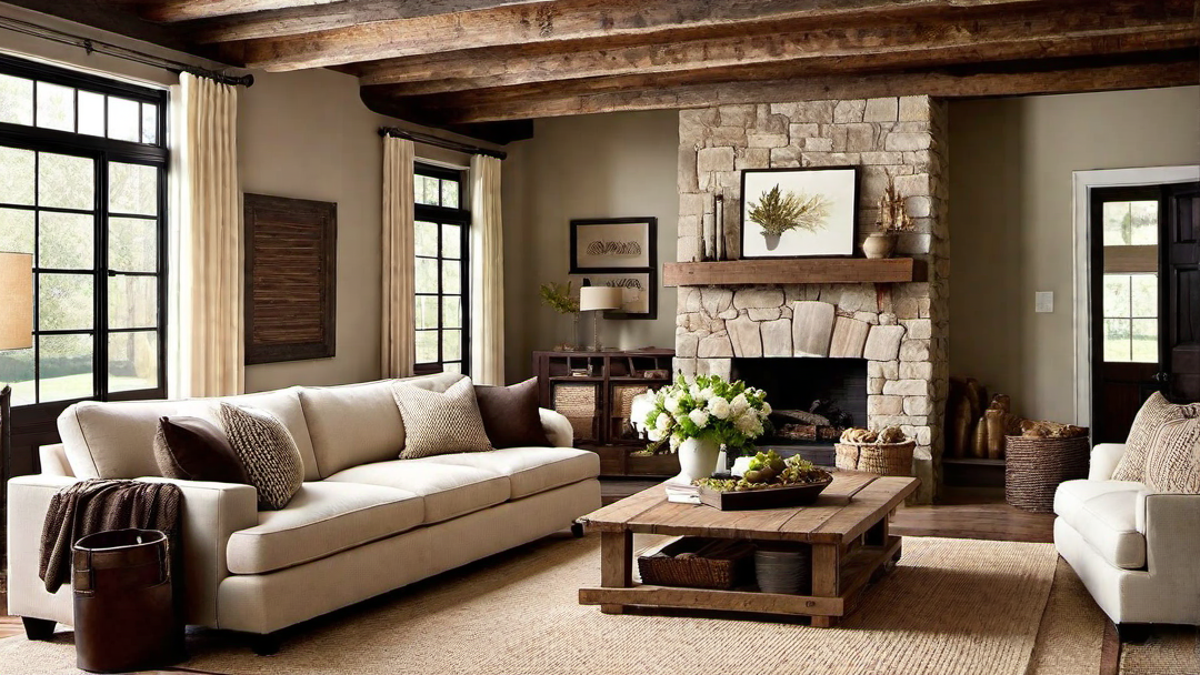 Rustic Charm: Warm Brown and Beige Tones for a Country-Inspired Living Room
